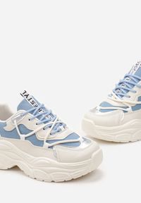 Renee - Niebieskie Sneakersy na Grubej Podeszwie z Brokatem Giggsia. Kolor: niebieski #4