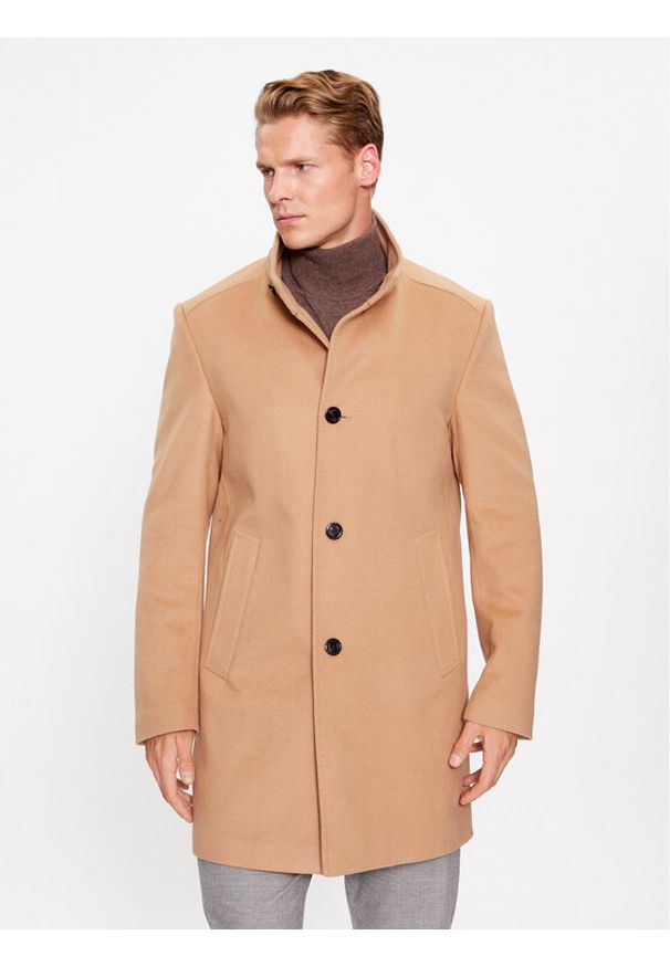 JOOP! Płaszcz wełniany 30037689 Brązowy Regular Fit. Kolor: brązowy. Materiał: wełna