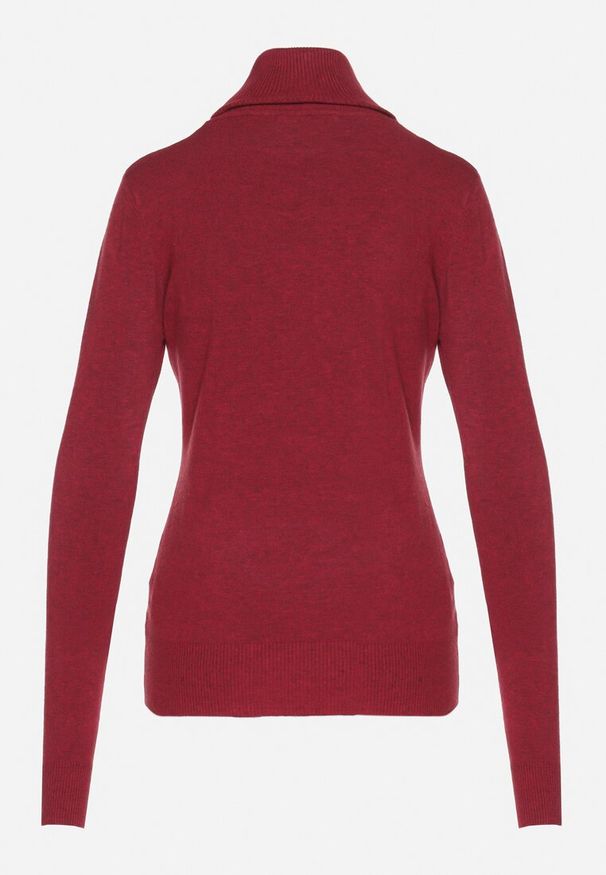 Born2be - Bordowy Golf Sweter z Wiskozą i Kaszmirem Zailaya. Okazja: na co dzień. Typ kołnierza: golf. Kolor: czerwony. Materiał: kaszmir, wiskoza. Styl: casual