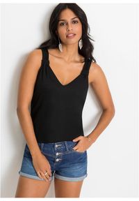 bonprix - Top z dżerseju z czystej wiskozy. Kolor: czarny. Materiał: jersey, wiskoza. Długość rękawa: na ramiączkach #1