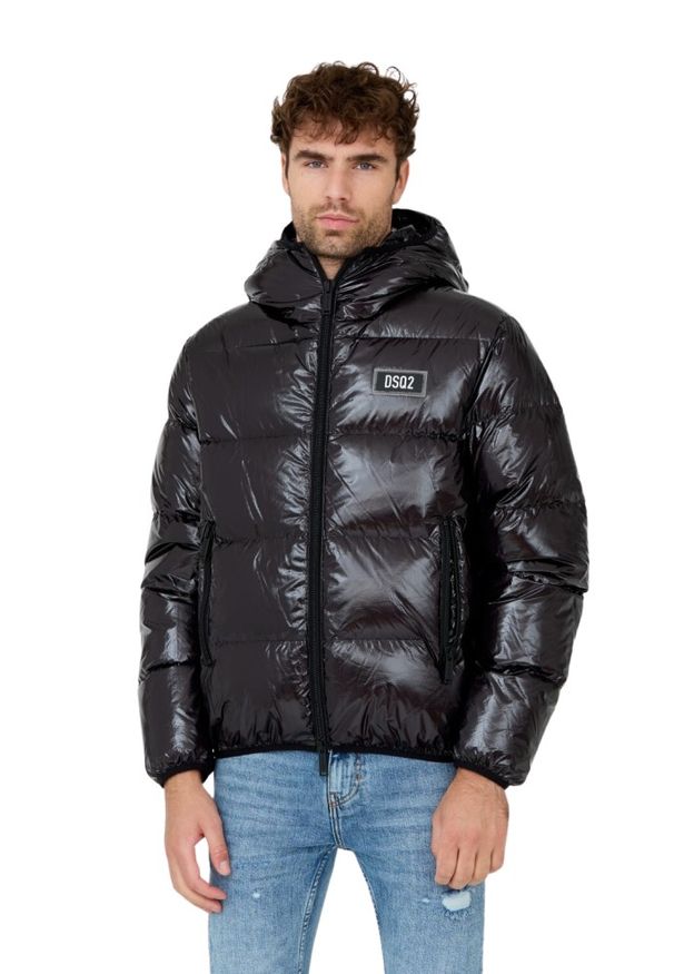 DSQUARED2 Czarna puchowa kurtka Puff Kaban. Kolor: czarny. Materiał: puch