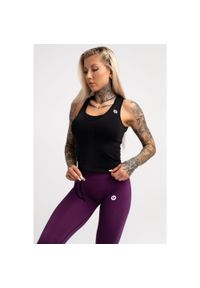 GYM GLAMOUR - Top fitness damski Gym Glamour ściągany. Kolor: czarny. Sport: fitness