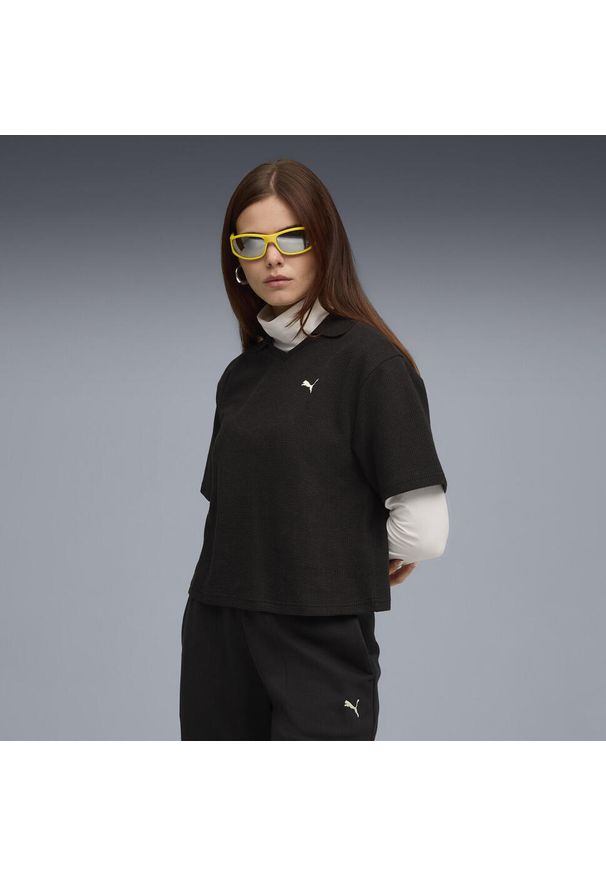 Puma - Damska koszulka polo PUMA Class o luźnym kroju PUMA. Typ kołnierza: polo. Kolor: czarny