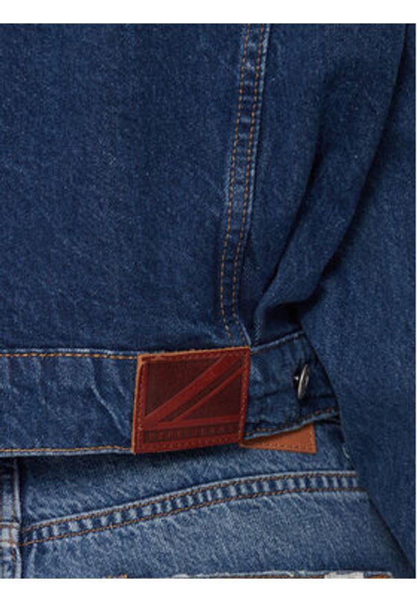 Pepe Jeans Kurtka jeansowa Foxley Logo PL402329 Niebieski Oversize. Kolor: niebieski. Materiał: bawełna