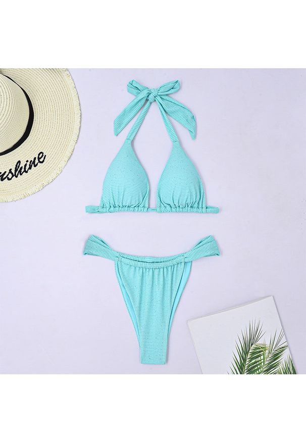 Intica - Bikini wiązane z regulowanymi ramiączkami na plażę i basen Deena. Kolor: niebieski. Materiał: materiał
