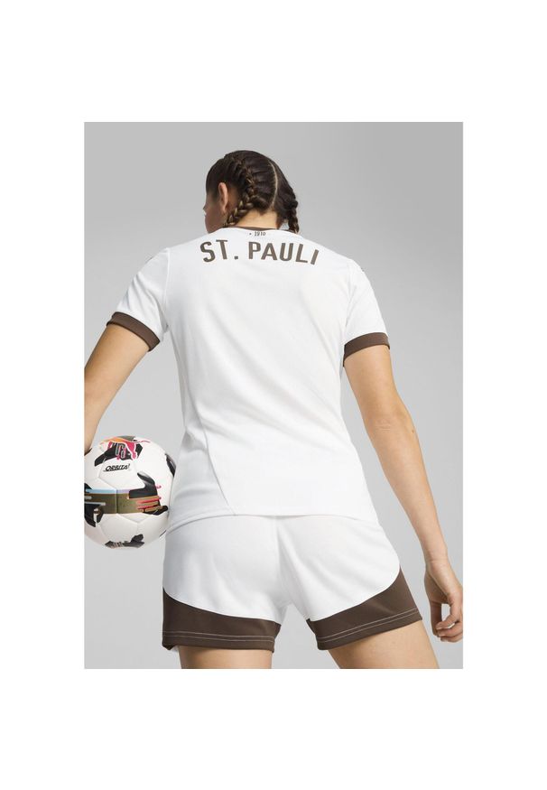 Puma - Damska koszulka wyjazdowa FC St. Pauli 24/25 PUMA White Espresso Brown. Kolor: biały, wielokolorowy, brązowy