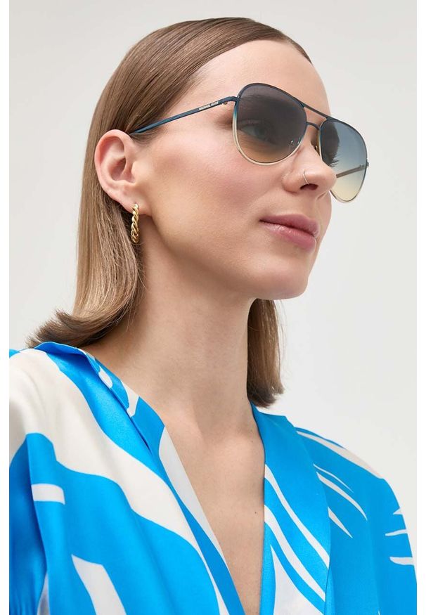 MICHAEL Michael Kors okulary przeciwsłoneczne damskie kolor niebieski. Kolor: niebieski