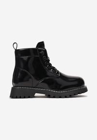 Born2be - Czarne Lakierowane Botki Workery Masikane. Okazja: na imprezę, na co dzień, na urodziny. Kolor: czarny. Materiał: lakier. Styl: klasyczny, casual, elegancki