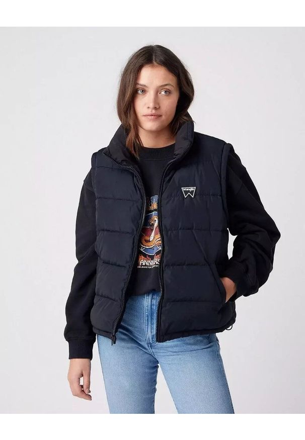 Wrangler - WRANGLER SHORT PUFFER DAMSKA KURTKA PRZEJŚCIOWA BLACK W4R9YJ100 112319249
