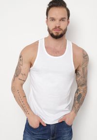 Born2be - Biała Koszulka Bez Rękawów w Stylu Tank Topu Lysbeth. Kolor: biały. Materiał: jeans. Długość rękawa: bez rękawów #5