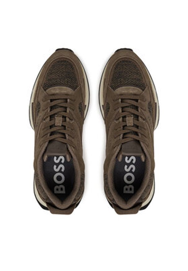 BOSS Sneakersy Jonah 50542119 Brązowy. Kolor: brązowy. Materiał: skóra, zamsz