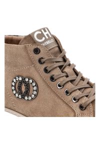 Brązowe Sneakersy CheBello Stylowe Skórzane Buty Damskie. Kolor: brązowy. Materiał: skóra. Szerokość cholewki: normalna. Styl: elegancki #8