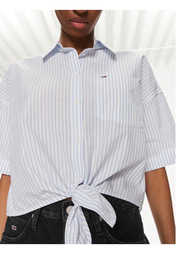 Tommy Jeans Koszula DW0DW17809 Błękitny Relaxed Fit. Kolor: niebieski. Materiał: bawełna