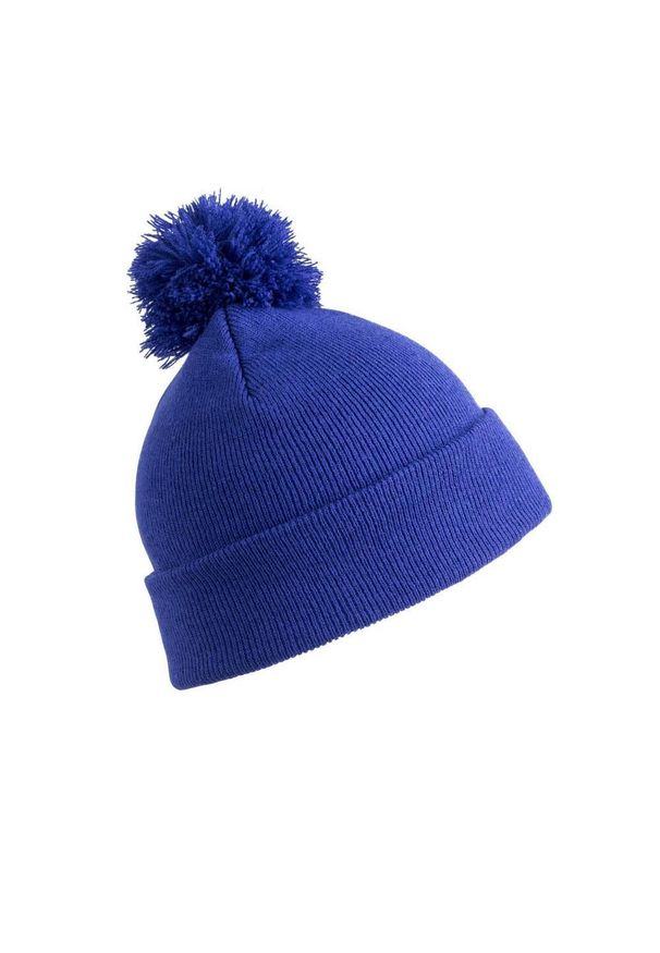 RESULT - Zimowa Damska Essentials Pom Pom Beanie. Kolor: niebieski. Sezon: zima