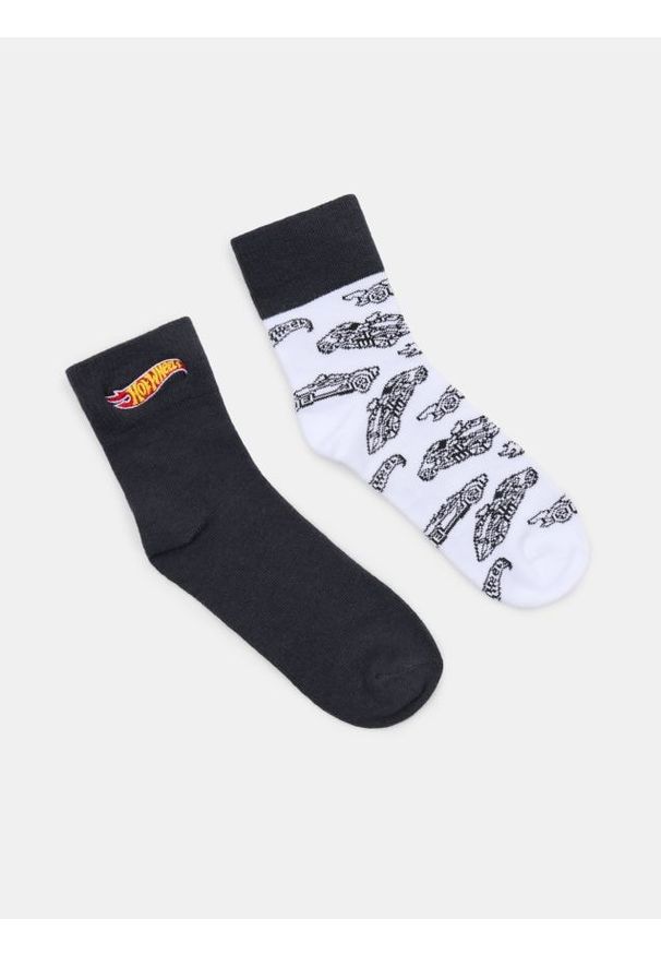 Sinsay - Skarpetki 2 pack Hot Wheels - szary. Kolor: szary