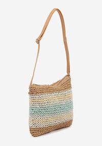 Born2be - Beżowo-Niebieska Torebka z Plecionki Ozdobiona Frędzlami Redarosea. Kolor: beżowy. Wzór: aplikacja. Dodatki: z frędzlami. Styl: elegancki, casual #3