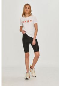 DKNY - Dkny - T-shirt. Okazja: na co dzień. Kolor: biały. Materiał: materiał, dzianina. Wzór: aplikacja. Styl: casual #1