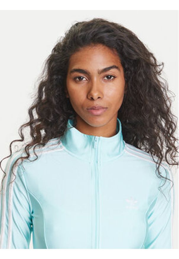 Adidas - adidas Bluza adicolor 3-Stripes JC5579 Turkusowy Slim Fit. Kolor: turkusowy. Materiał: syntetyk