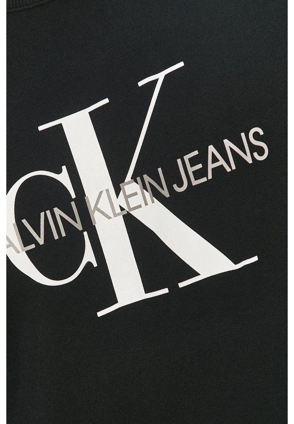 Calvin Klein Jeans - Bluza bawełniana. Okazja: na co dzień. Kolor: czarny. Materiał: bawełna. Wzór: nadruk. Styl: casual