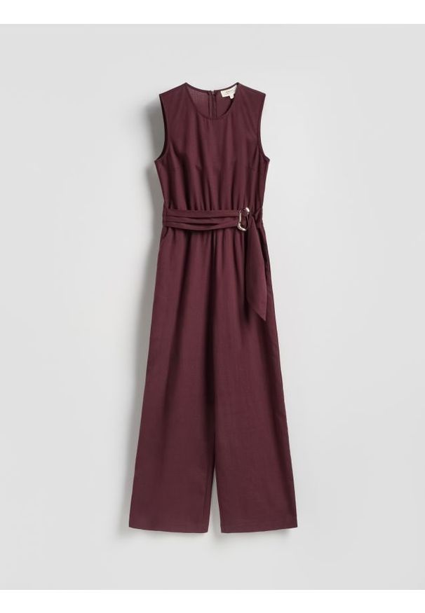 Reserved - Kombinezon z lyocellu - burgundowy. Kolor: czerwony. Materiał: tkanina