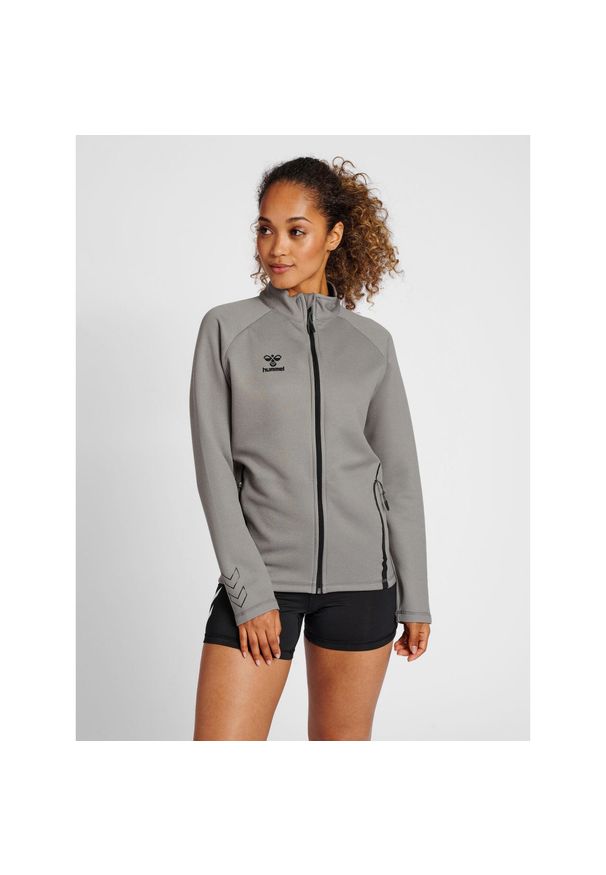 Bluza do piłki ręcznej damska Hummel Cima XK zapinana na zamek. Kolor: szary. Materiał: dresówka. Sport: piłka ręczna