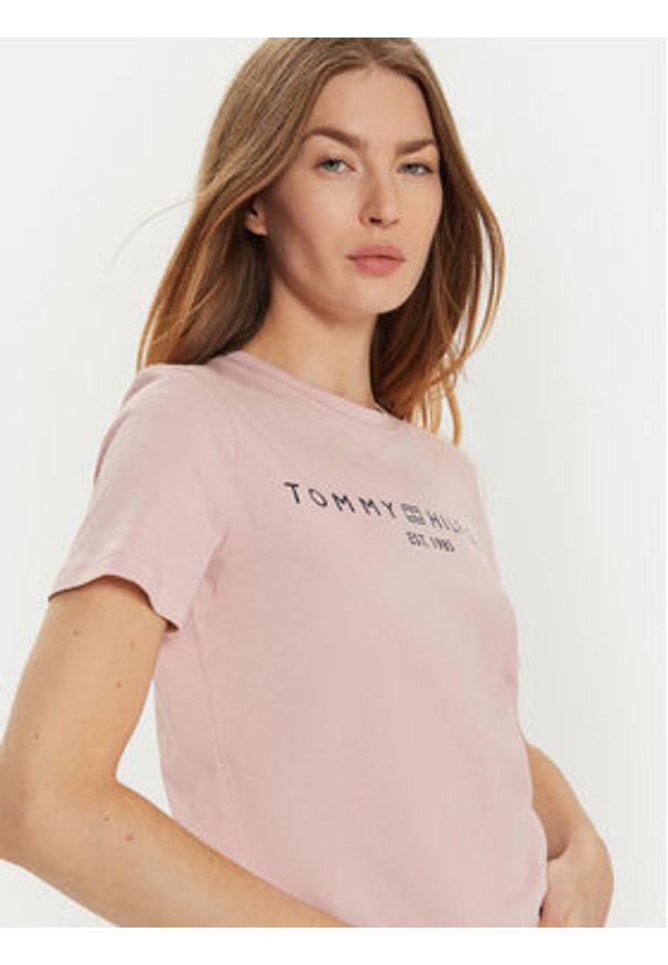 TOMMY HILFIGER - Tommy Hilfiger T-Shirt WW0WW40276 Różowy Regular Fit. Kolor: różowy. Materiał: bawełna