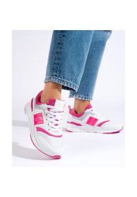 TRENDI Casualowe Buty Sportowe białe różowe. Okazja: na co dzień. Kolor: różowy, wielokolorowy, biały #4