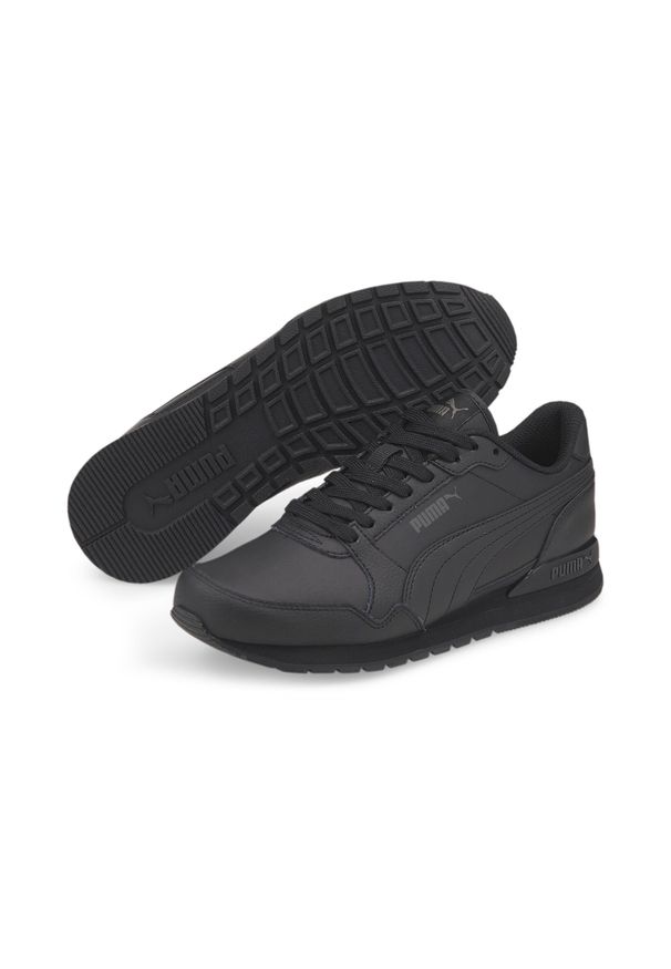 Puma - Młodzieżowe skórzane buty sportowe ST Runner v3 PUMA Black. Kolor: czarny. Materiał: syntetyk, materiał. Sport: turystyka piesza