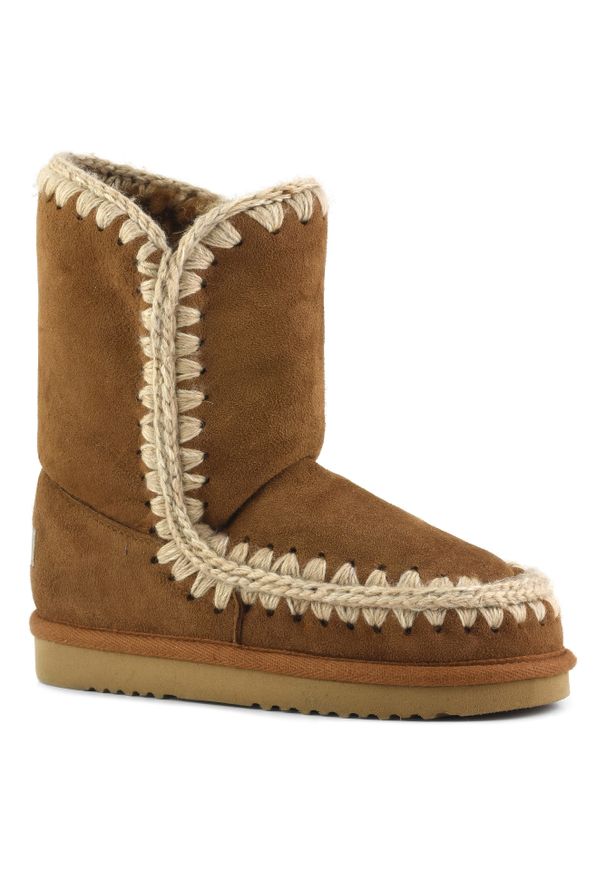 Mou - MOU ESKIMO BOOT 24 Śniegowce damskie. Wysokość cholewki: przed kolano. Kolor: brązowy. Materiał: zamsz, materiał, wełna. Szerokość cholewki: normalna. Sezon: zima. Styl: elegancki