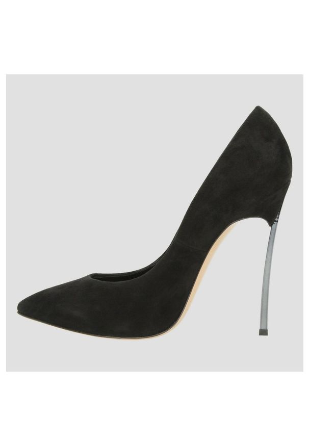 Casadei - CASADEI Szpilki pump blade czarne zamszowe. Nosek buta: szpiczasty. Kolor: czarny. Materiał: zamsz. Obcas: na szpilce. Wysokość obcasa: średni