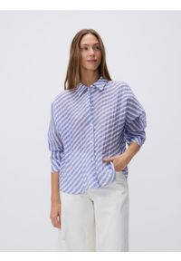 Reserved - Wzorzysta koszula z wiskozą - granatowy. Kolor: niebieski. Materiał: wiskoza #1