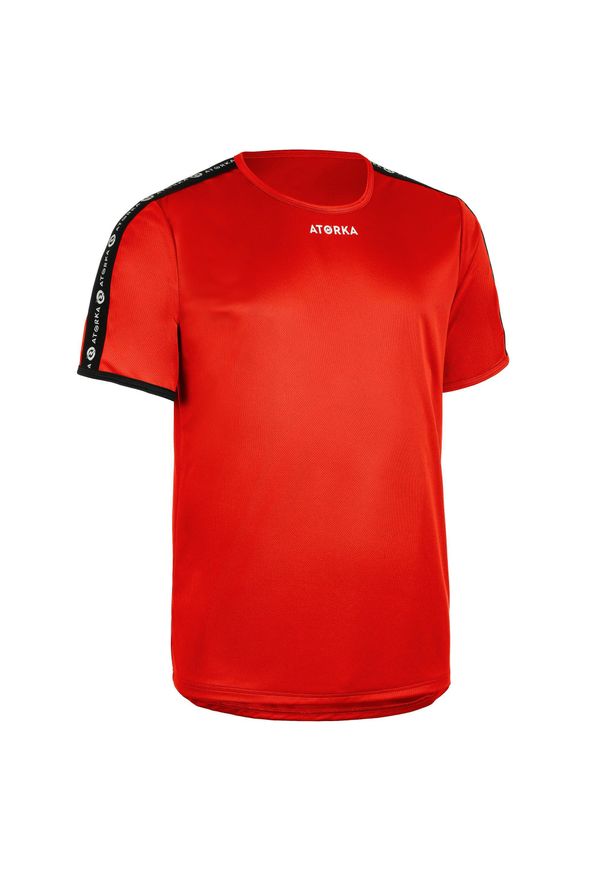 ATORKA - Koszulka do piłki ręcznej H100C męska. Kolor: czerwony. Materiał: materiał, poliester. Długość rękawa: krótki rękaw. Długość: krótkie