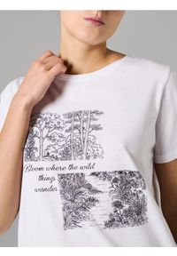 Sinsay - Bawełniana koszulka z napisem - biały. Kolor: biały. Materiał: bawełna. Wzór: napisy