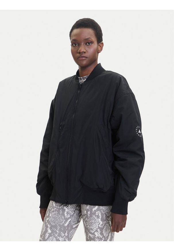 Adidas by Stella McCartney - adidas by Stella McCartney Kurtka bomber True Nature JF8466 Czarny Oversize. Kolor: czarny. Materiał: syntetyk