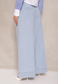 Renee - Jasnoniebieskie Szerokie Jeansy z Bawełny High Waist Cohna. Okazja: na co dzień. Stan: podwyższony. Kolor: niebieski. Sezon: lato, wiosna. Styl: sportowy, casual