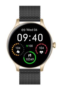 GARETT - Smartwatch Garett Classy złoto-czarny stalowy. Rodzaj zegarka: smartwatch. Kolor: złoty, szary, wielokolorowy, czarny. Styl: sportowy, casual, elegancki