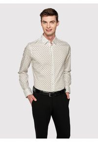 Pako Lorente - PAKO LORENTE – Biała koszula męska w drobny wzór o fasonie Slim Fit. Typ kołnierza: kołnierzyk klasyczny. Kolor: biały. Materiał: bawełna, elastan. Długość rękawa: długi rękaw. Długość: długie. Styl: klasyczny #6