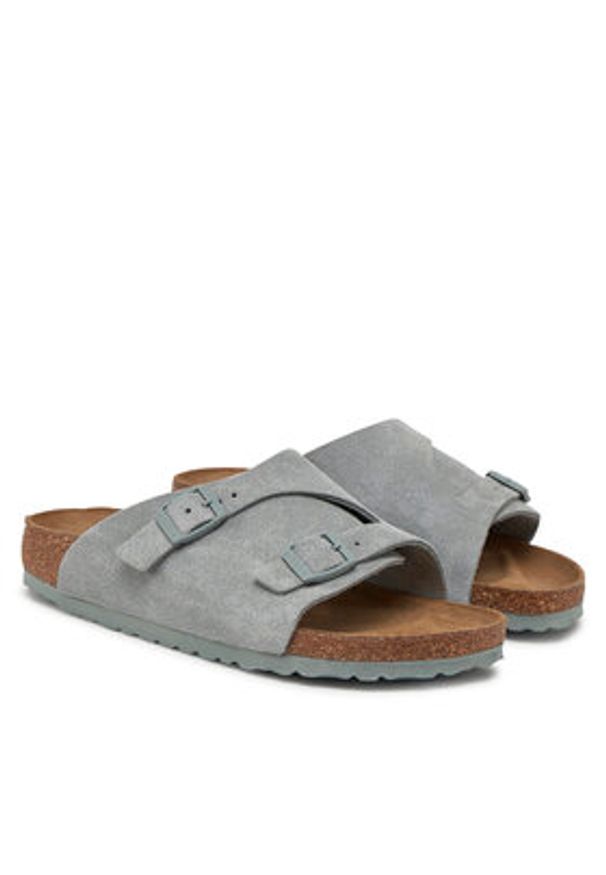 Birkenstock Klapki Zürich 1029166 Zielony. Kolor: zielony. Materiał: zamsz, skóra