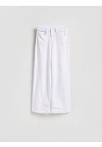 Reserved - Jeansy wide leg z wysokim stanem - biały. Stan: podwyższony. Kolor: biały #1