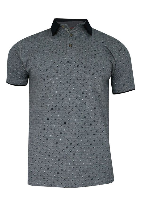 Elkjaer - Koszulka POLO, Granatowa w Drobny Wzór Geometryczny, Męska, Krótki Rękaw, T-shirt -ELKJAER. Okazja: na co dzień. Typ kołnierza: polo. Kolor: niebieski. Materiał: bawełna. Długość rękawa: krótki rękaw. Długość: krótkie. Wzór: geometria. Styl: casual