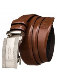 Pasek męski Peterson PTN A007 BROWN brązowy. Kolor: brązowy. Materiał: jeans, skóra