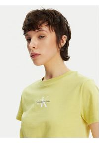 Calvin Klein Jeans T-Shirt Monologo J20J223113 Żółty Slim Fit. Kolor: żółty. Materiał: bawełna #3