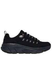 skechers - Buty damskie Skechers Relaxed Fit D'Lux Walker 2.0 Golden Step 150106BKRG - czarne. Okazja: na co dzień, na spacer. Zapięcie: pasek. Kolor: czarny. Materiał: guma, skóra. Szerokość cholewki: normalna. Wzór: gładki, aplikacja, paski. Model: Skechers Sport. Sport: turystyka piesza, fitness