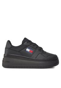 Tommy Jeans Sneakersy Tjw Retro Basket Flatform Ess EN0EN02506 Czarny. Kolor: czarny. Materiał: skóra