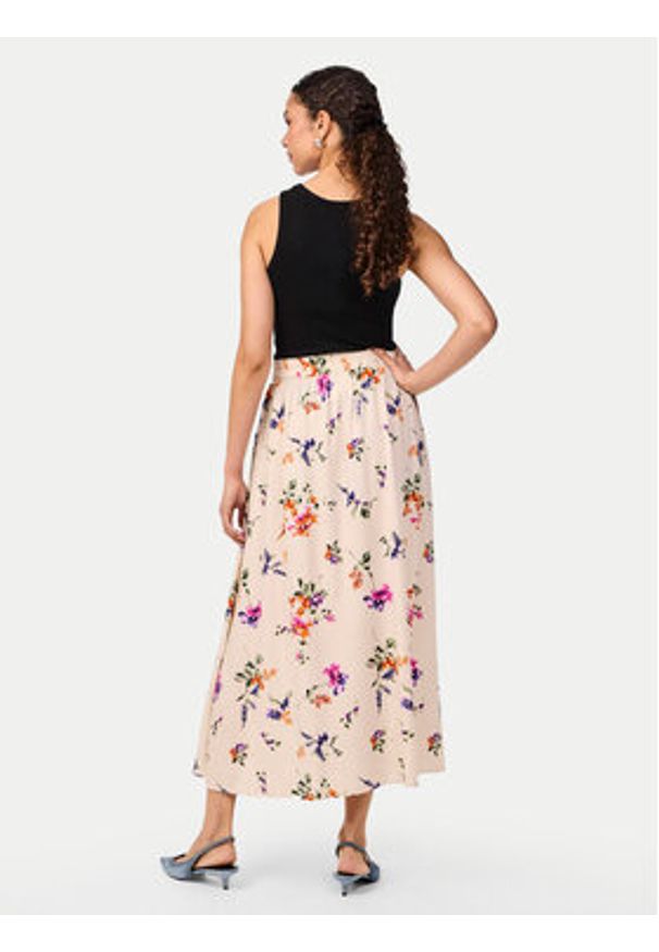 YAS Spódnica midi Asina 26034011 Écru Regular Fit. Materiał: wiskoza