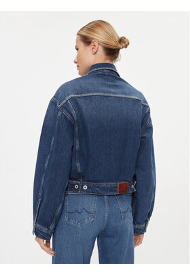 Pepe Jeans Kurtka jeansowa Turner Sparkle PL402328 Granatowy Relaxed Fit. Kolor: niebieski. Materiał: bawełna