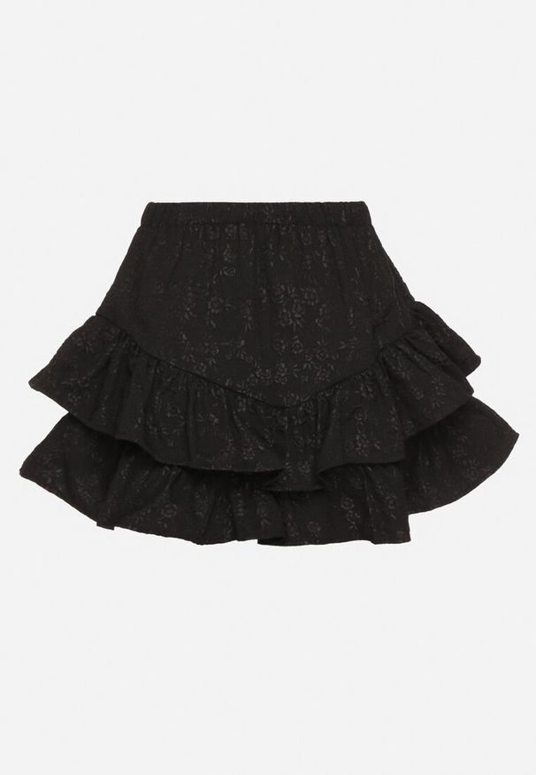 Born2be - Czarne Spódnico-Szorty z Falbankami Sopelira. Okazja: na co dzień. Stan: podwyższony. Kolor: czarny. Styl: casual, elegancki