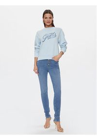 Guess Bluza W4RQ14 KB681 Błękitny Regular Fit. Kolor: niebieski. Materiał: bawełna