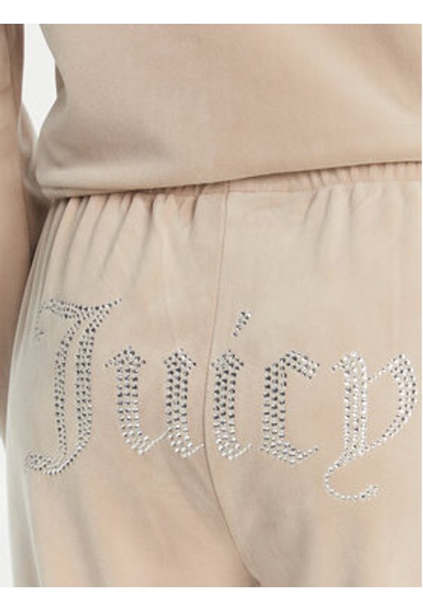 Juicy Couture Spodnie dresowe Tina JCAPW045 Beżowy Regular Fit. Kolor: beżowy. Materiał: syntetyk, welur