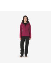 FORCLAZ - Kurtka trekkingowa damska Softshell Forclaz MT500. Kolor: wielokolorowy, czarny, fioletowy. Materiał: softshell. Sport: wspinaczka